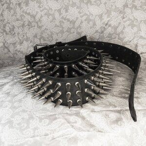 Handmade leather 2.5" with 3 row 1" spike Metal Devastation custom guitar strap